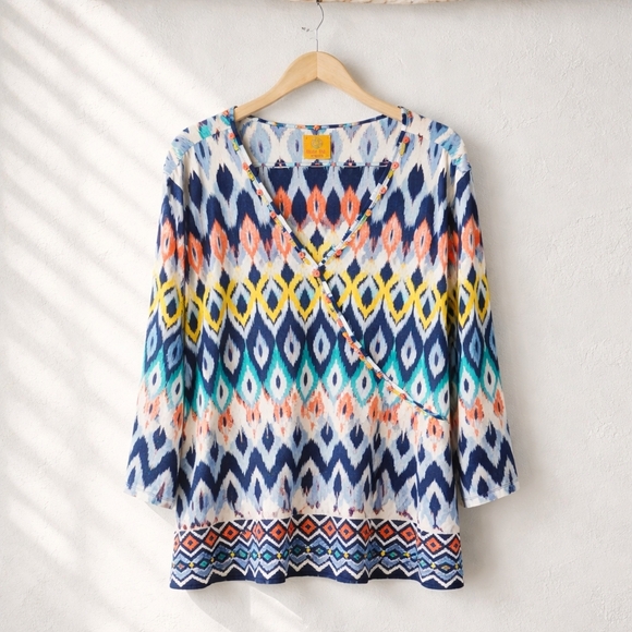 Ruby Rd. Vibrant Diamond Pattern Top - Picture 4 of 7